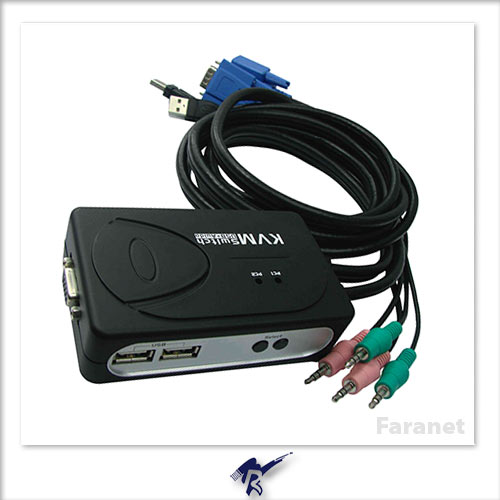 KVM سوئيچ ٢ پورت 2.0 USB فرانت همراه کابل