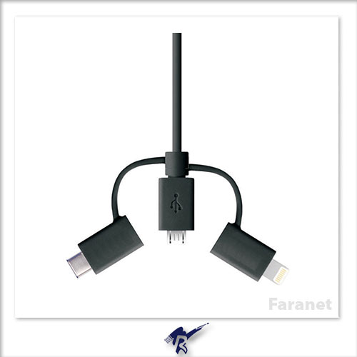 کابل سه منظوره USB 2.0 Type-C-Lightning-Micro B فرانت - 1 متری