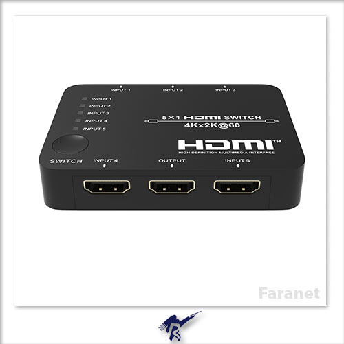 سوئيچ 5 پورت 2.0 HDMI فرانت با ریموت کنترل