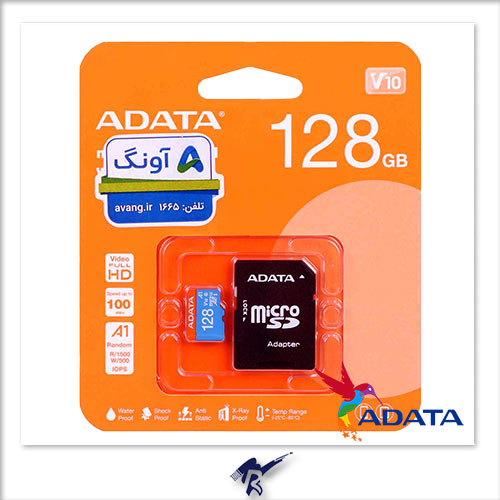 کارت حافظه microSDXC ای دیتا مدل ADATA Premier V10 A1 کلاس 10 استاندارد UHS-I سرعت 100Mbps ظرفیت 128 گیگابایت