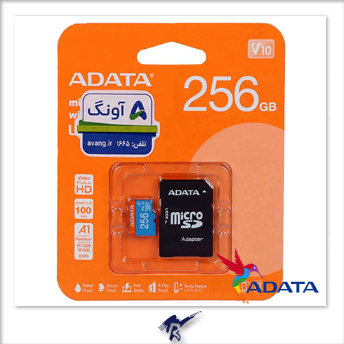 کارت حافظه microSDXC ای دیتا مدل ADATA Premier V10 A1 کلاس 10 استاندارد UHS-I سرعت 100Mbps ظرفیت 256 گیگابایت