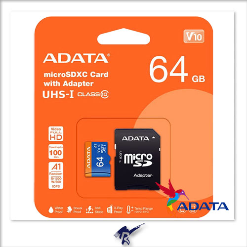 کارت حافظه microSDXC ای دیتا مدل ADATA Premier V10 A1 کلاس 10 استاندارد UHS-I سرعت 100Mbps ظرفیت 64 گیگابایت